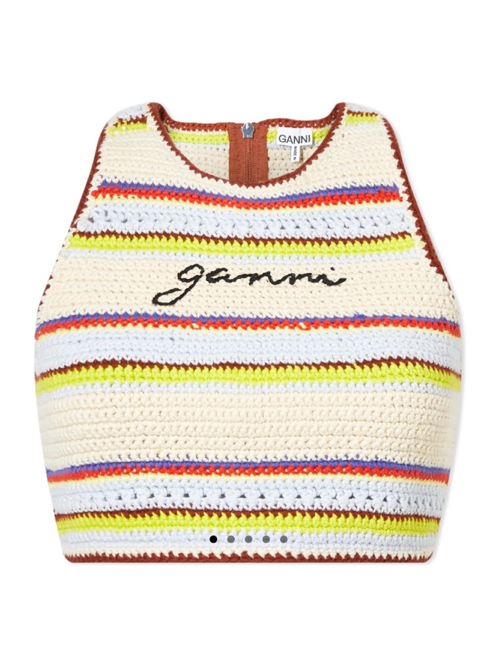 GANNI Crocheted Racerback Bikini Top Crop